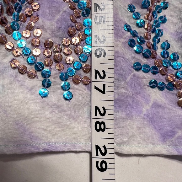 🦋Juliet Dunn🦋Aqua Ombré Off Shoulder Sequins Ruffle Dress NWT Size M - Picture 14 of 16